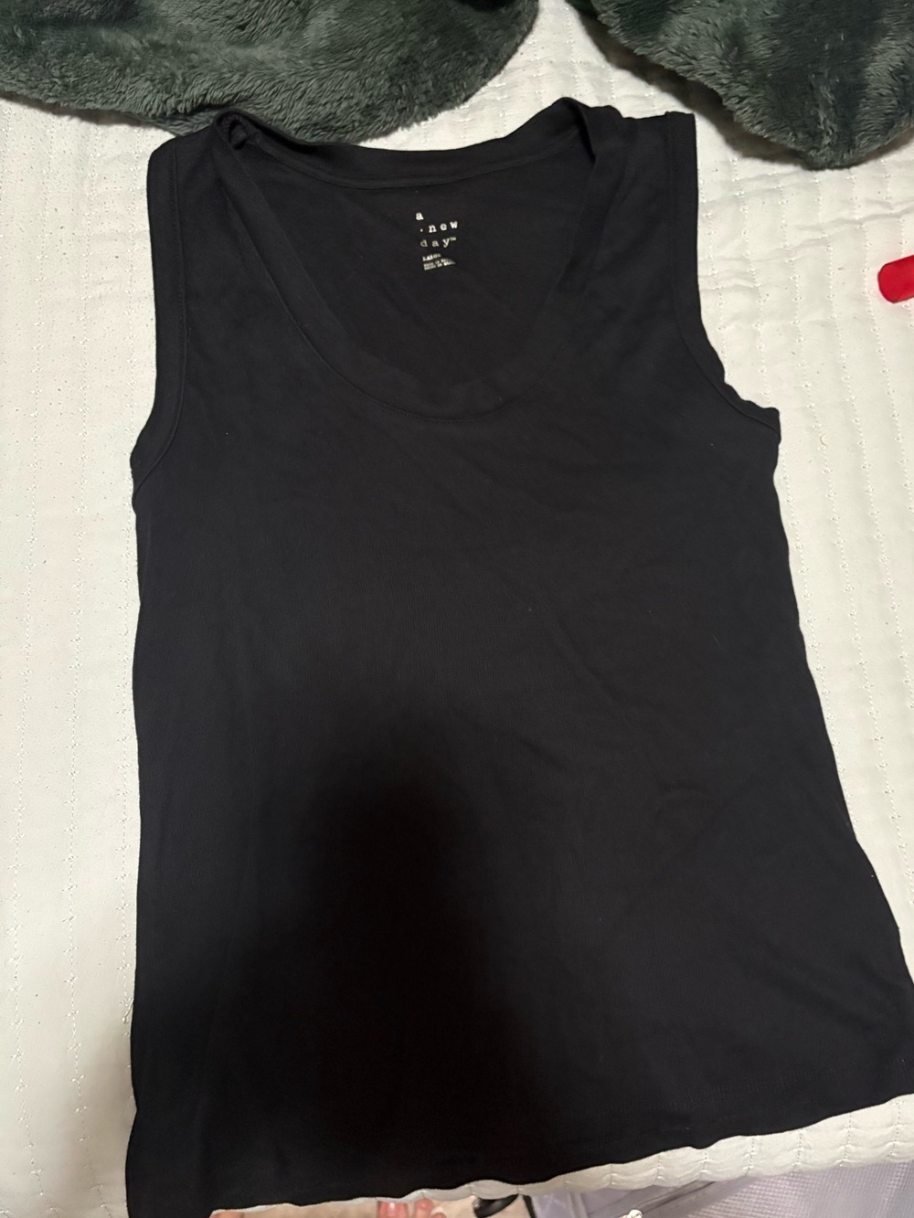 a new day Black Ribbed Tank Top